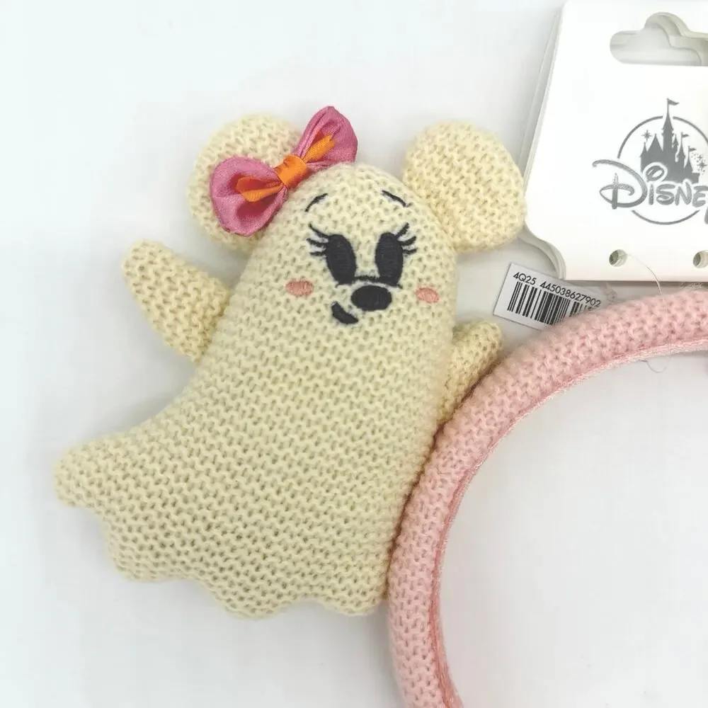 Disney Mickey & Minnie Cutie Ghost Crochet Headband Ears Pink Halloween 2025 NEW